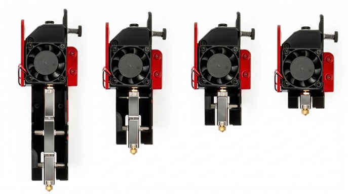 The four Modix Griffin print head options side by side